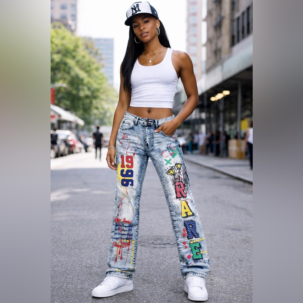 Rue 21 Supreme Flex Premium Skinny Graffiti Street Jeans Womens sze 26x30 NWT